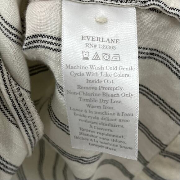 Everlane M Linen The Workwear Shirt Black Canvas Stripe Short Sleeve Button Down - Picture 6 of 8
